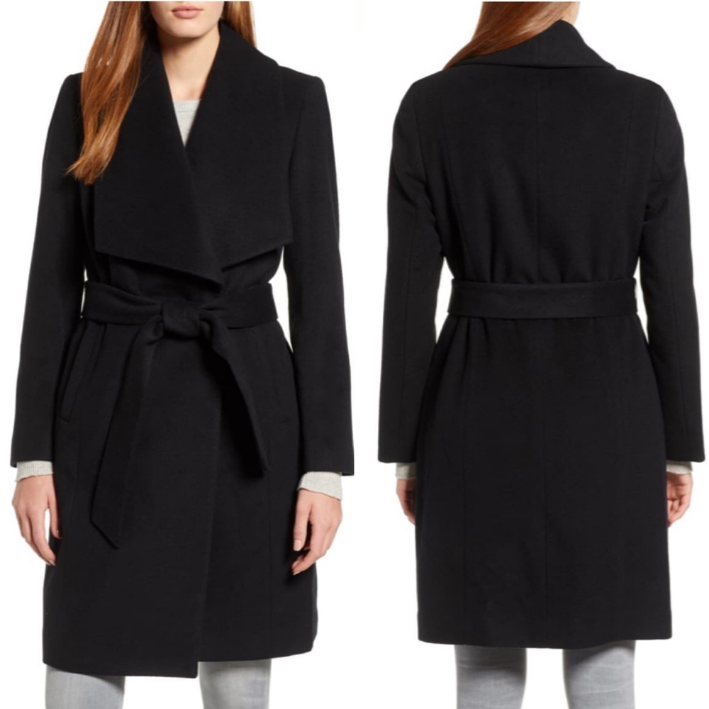 COLE HAAN Signature Black Wool Wrap Coat 10 NWT - Picture 3 of 8